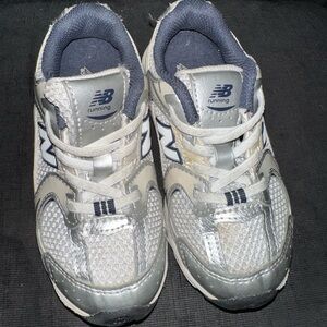 New Balance Kids Silver and Navy Athletic Sneakers